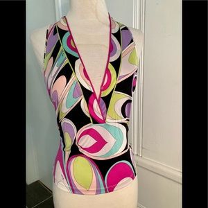 Emilio Pucci abstract print sleeveless stretch top. Small.